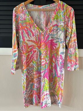 Lilly Pulitzer Multicolor Tropical Print Dress in Pink, Aqua & Coral